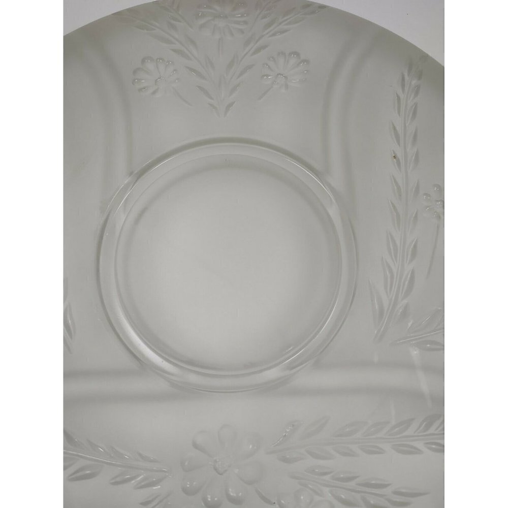 Vintage Large Frosted Glass Carved Flowers & Leaves 4 Slots Tray Serving Platter - Picture 8 of 9